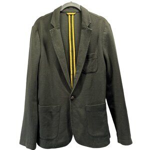 Zara Men's‎ Blazer Jacket Medium 38 Solid Green Waffle Knit Pockets One Button